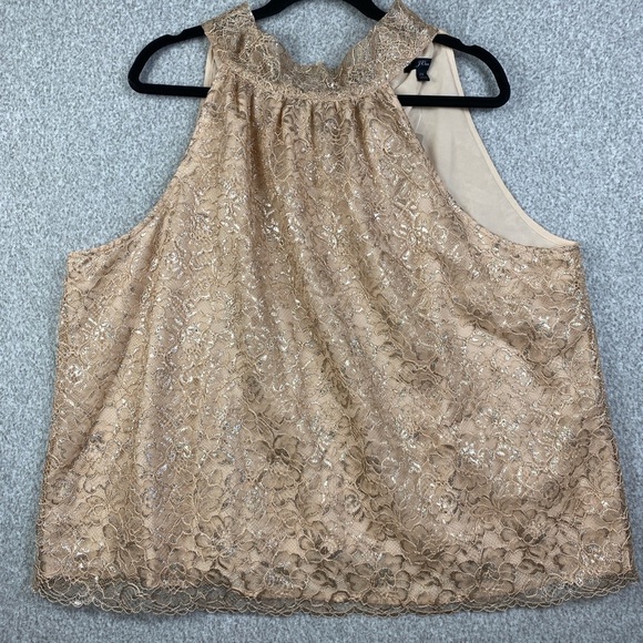 J. Crew metallic lace floral halter top 2X evening formal office shimmer - Picture 1 of 8